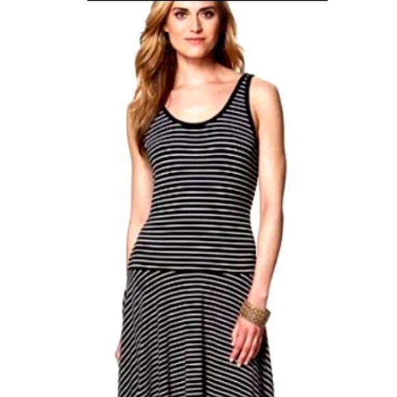 Chaps Dresses & Skirts - Chaps Oleander Black and White Stripe Sleeveless Dress Size L